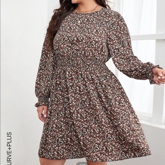 SHEIN Dresses & Skirts - Shein Curve Plus NWOT 2XL Shirred waist flounce dress